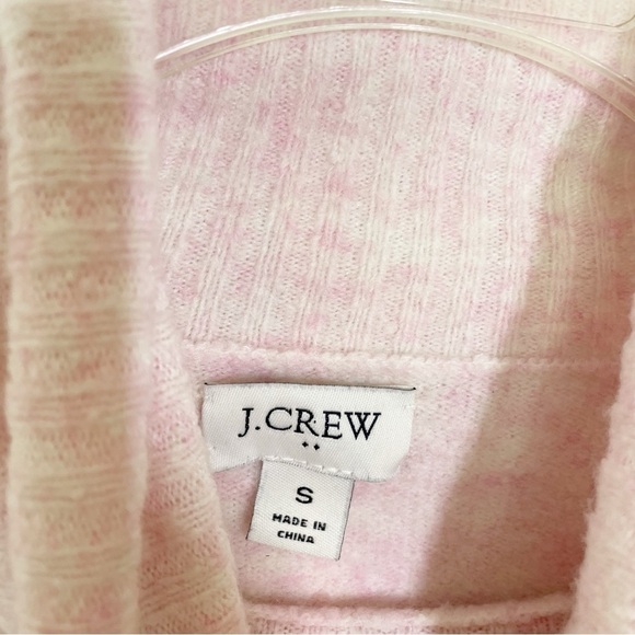 J. Crew Factory Heathered Pink Soft Wool Blend Puff-Sleeve Turtleneck Sweater - Picture 7 of 7